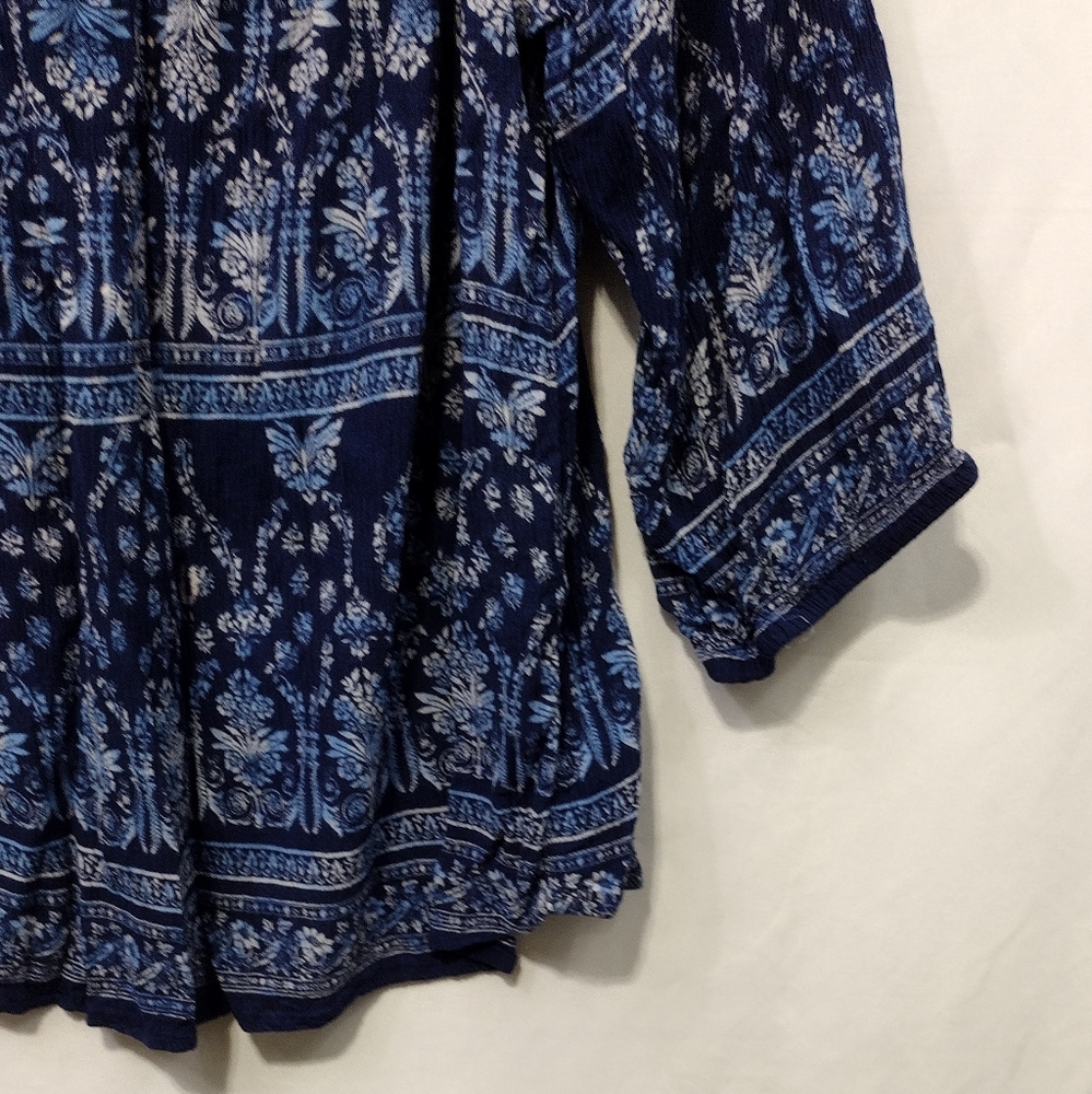 Bila Floral Top Women's XXL Blue Cottagecore Peasant Retro 90s Y2K Casual Comfy - Picture 4 of 8